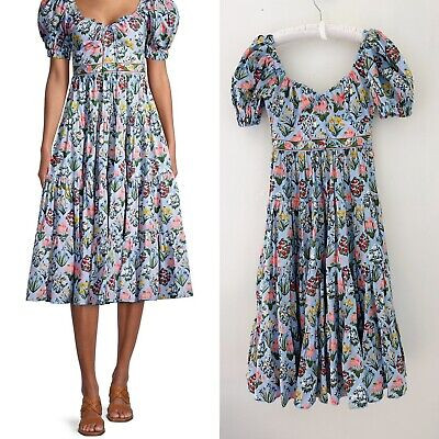 Agua By Agua Bendita Women's Blue Palmera Magdalena MIDI Dress Size XS | eBay US