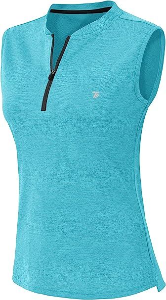 YSENTO Women's Dry Fit Tennis Golf Shirts Zip Up Sleeveless UPF 50+ Yoga Gym Workout Tops Shirts | Amazon (US)