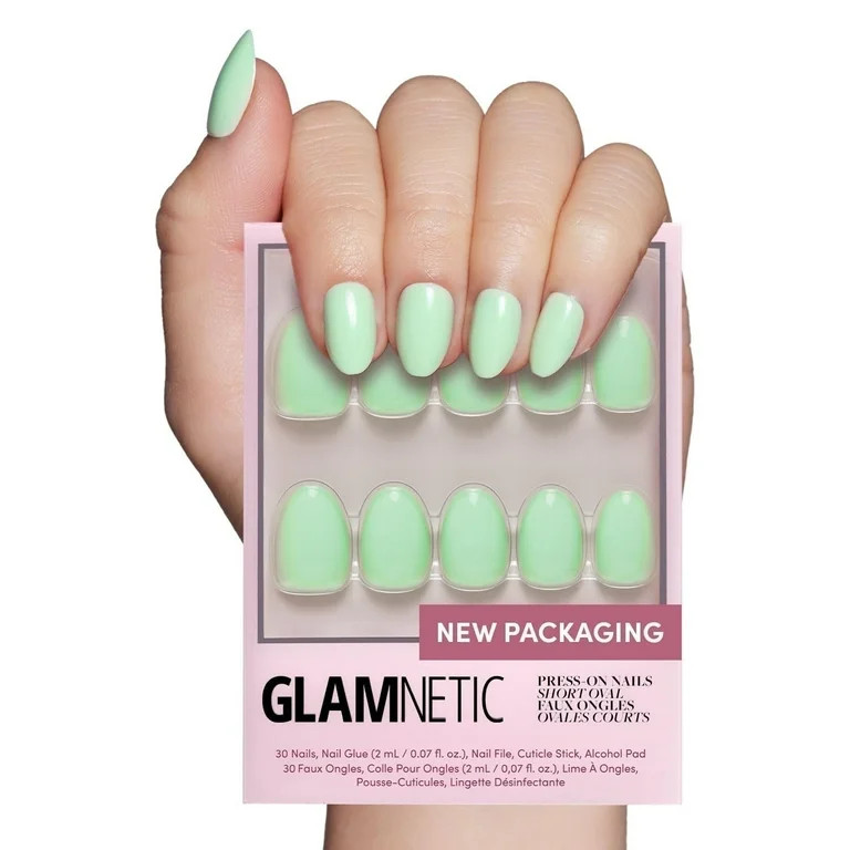 Glamnetic Press-On Nails – Mint Green | Pastel Green Short Oval Nails, "Salon Quality", 30 Coun... | Walmart (US)
