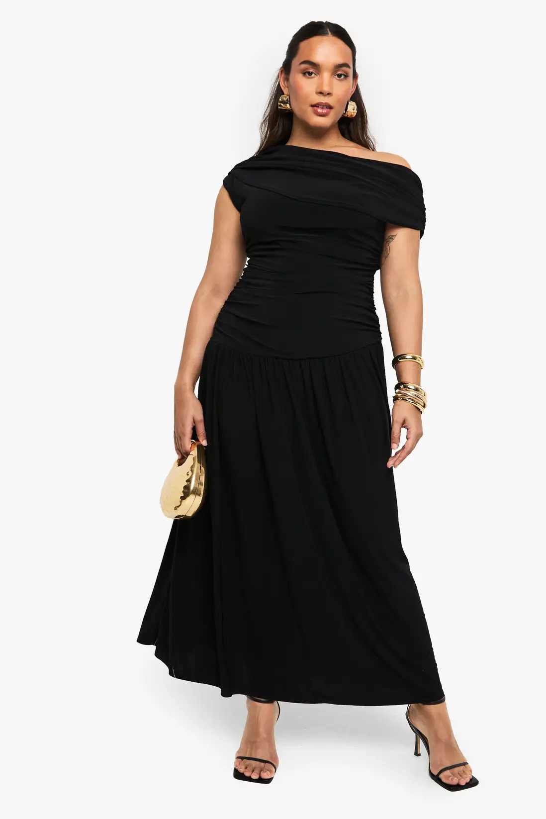 Plus Double Layer Ruched Maxi Dress | Boohoo.com (UK & IE)