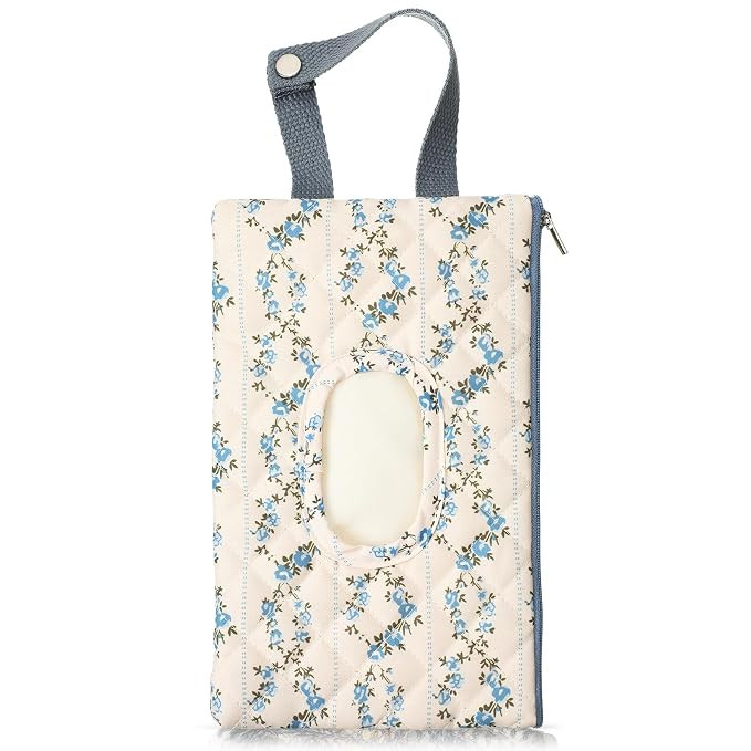 1 Pcs Quilted Diaper and Wipes Pouch Portable Hanging Floral Wet Wipe Bag Diaper Bag Reusable Wip... | Amazon (US)