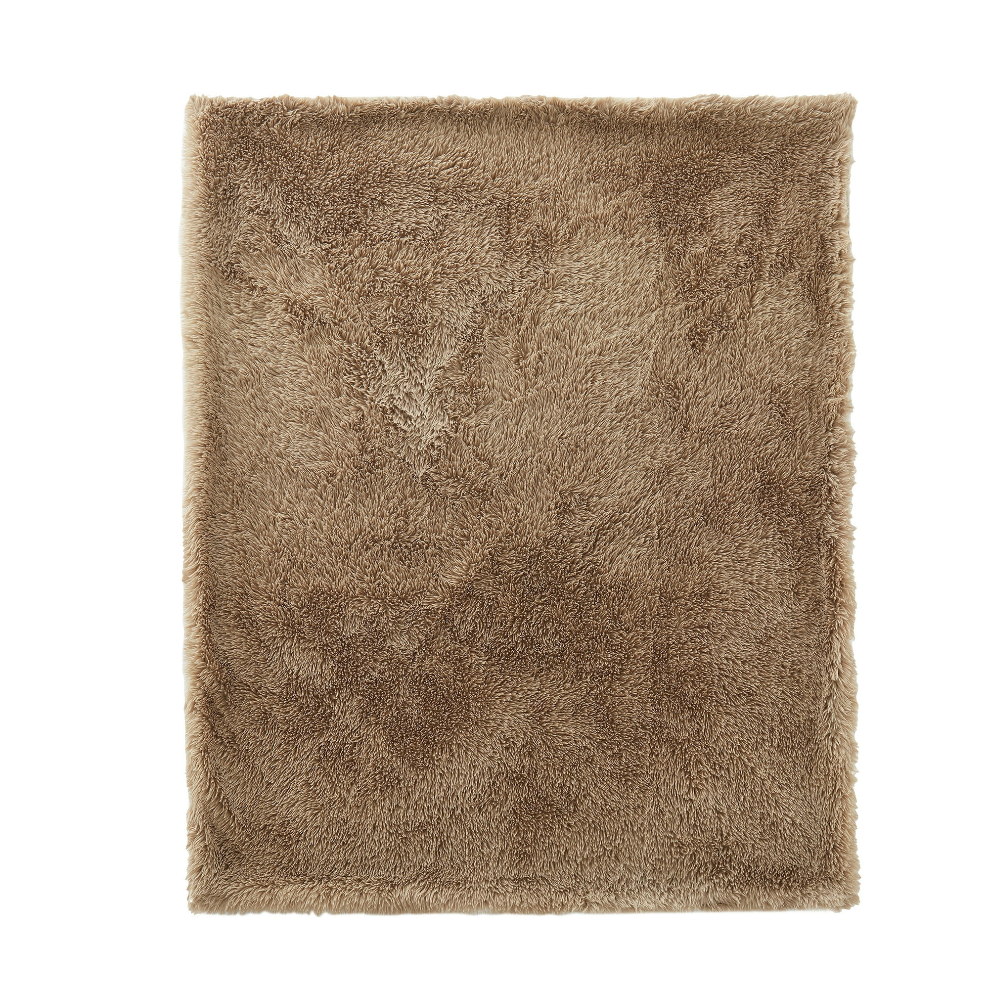 My Texas House Angel High Pile Faux Fur Throw Blanket, Brown Rice, Standard Throw | Walmart (US)