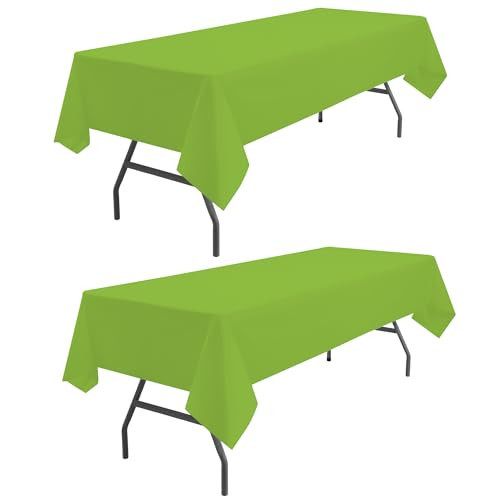 odibo Lime Green Tablecloths Plastic 2 Pack Light Green Disposable Table Covers 54" x 108" Fruit Green Table Cloths for Parties Birthdays Weddings Picnic Events Fits up to 8 Foot Rectangle Tables | Amazon (US)