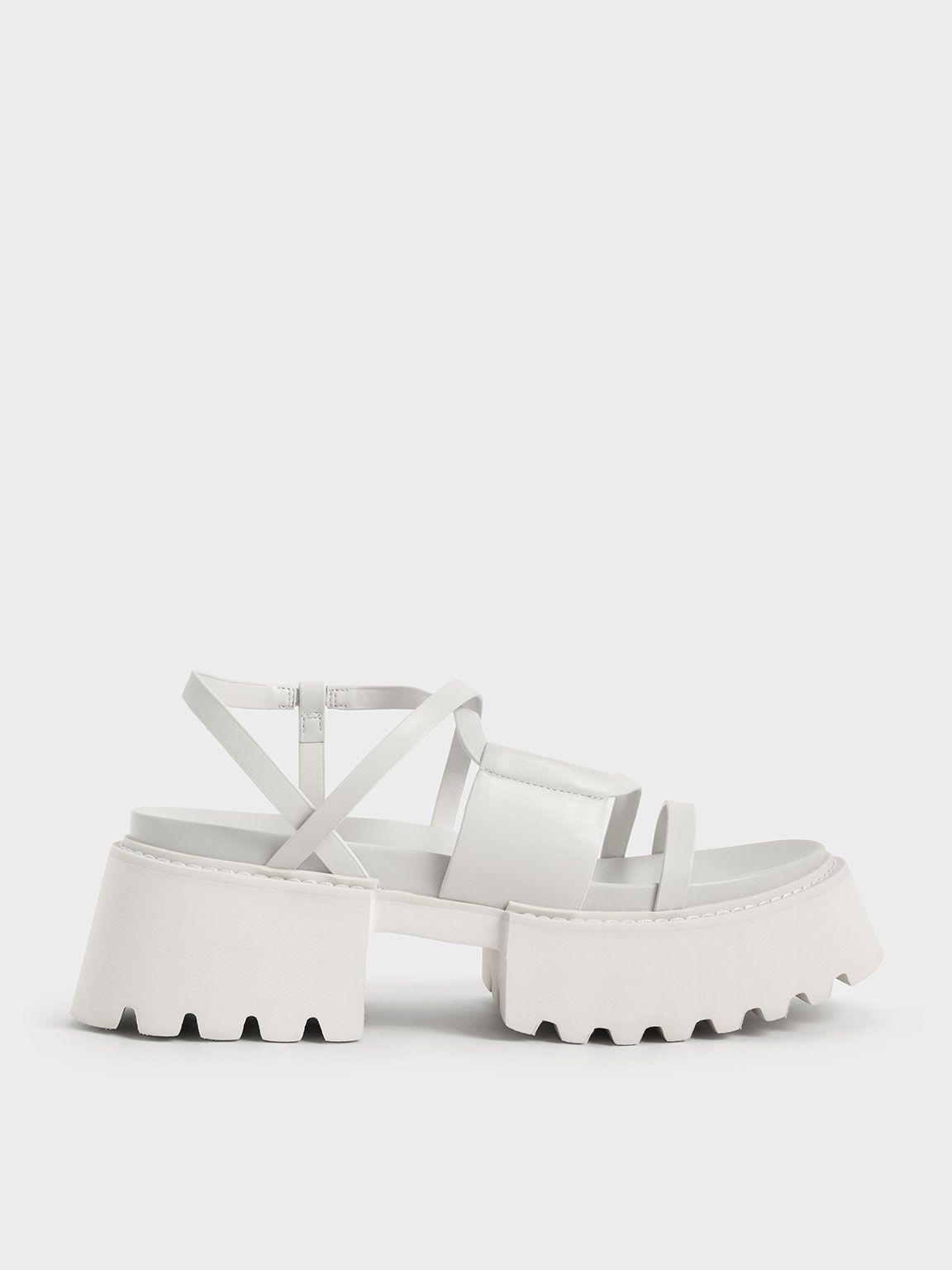 Nadine Strappy Platform Sandals
 - White | Charles & Keith US