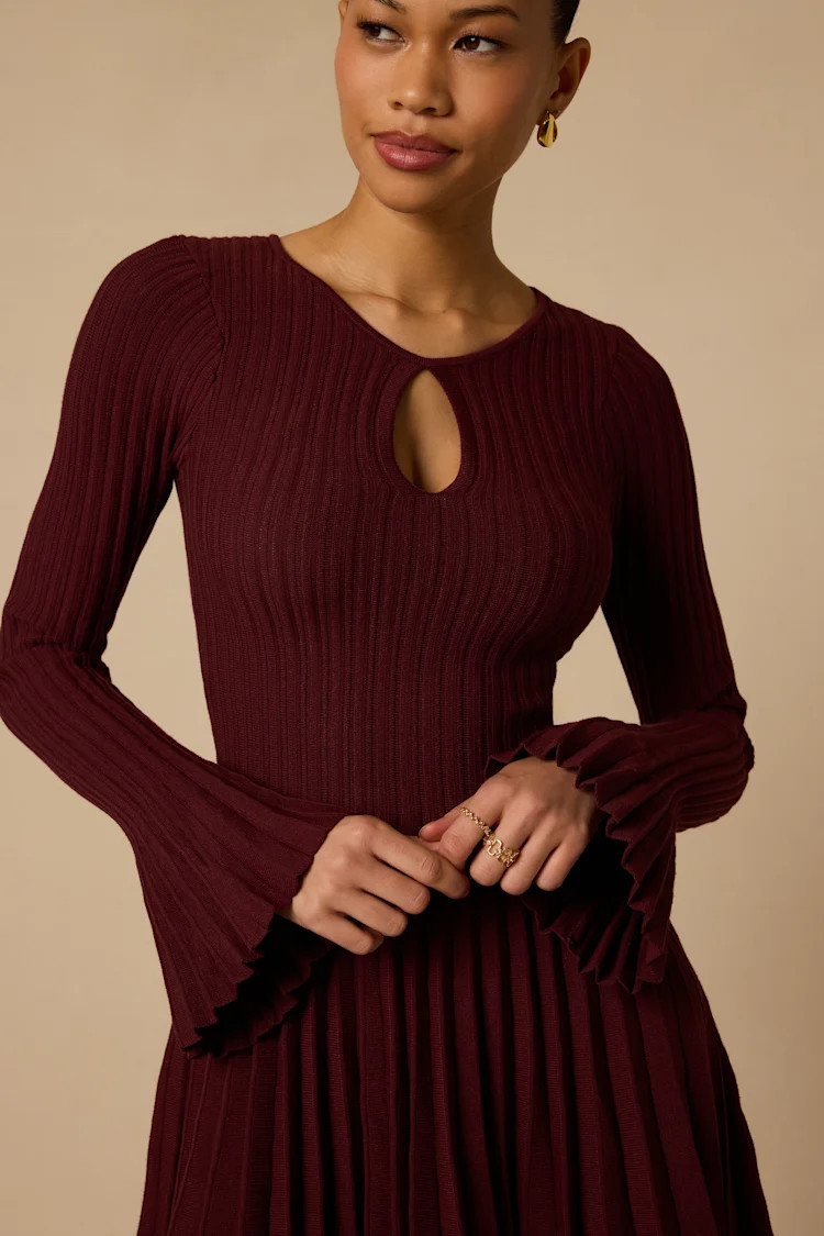 Magnolia Plum Keyhole Cutout Sweater Mini Dress | Lulus