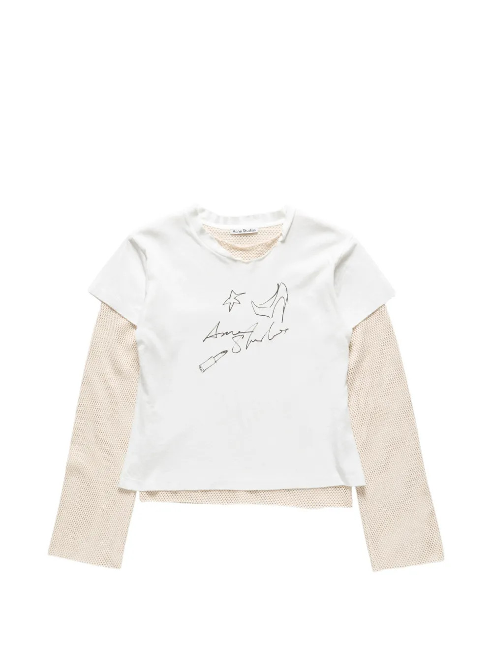 Acne Studios Layered graphic-print T-shirt | White | FARFETCH UK | Farfetch Global