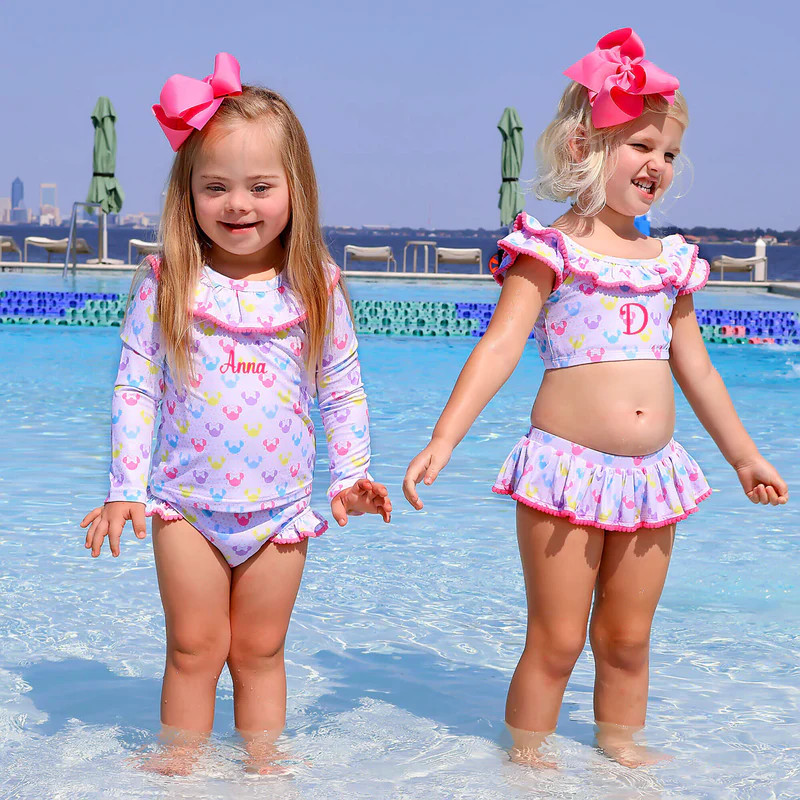 Pastel Mouse Ears Print Two Piece Swimsuit | Classic Whimsy