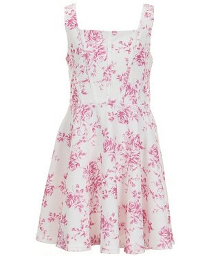 Big Girls Sleeveless Floral-Printed Scuba-Knit Fit-And-Flare Dress | Dillard's