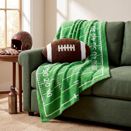 Hillsuren 2 Pack Football Throw Blanket and Pillow Set Include 50 x 60 Inch Soft Reversible Rugby Pattern Blanket and Football Plush Pillow for Christmas Boys Teens Gift Bedroom Home Couch Sofa | Amazon (US)