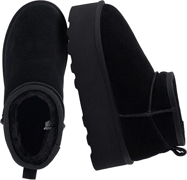 CUSHIONAIRE Hippy Women’s Platform Ankle Boots – Genuine Suede, Faux Fur Lining, Cozy Winter ... | Amazon (US)