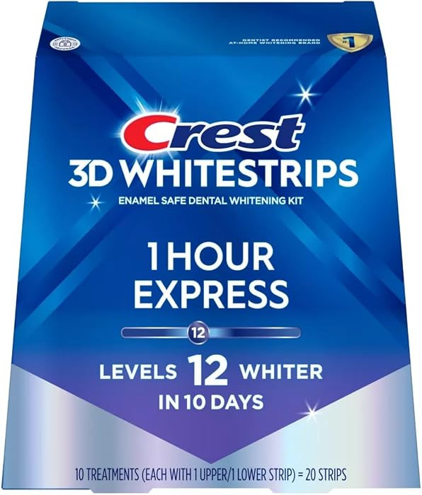 3D Whitestrips, 1 Hour Express, Teeth Whitening Strip Kit, 20 Strips (10 Count Pack) | Amazon (US)