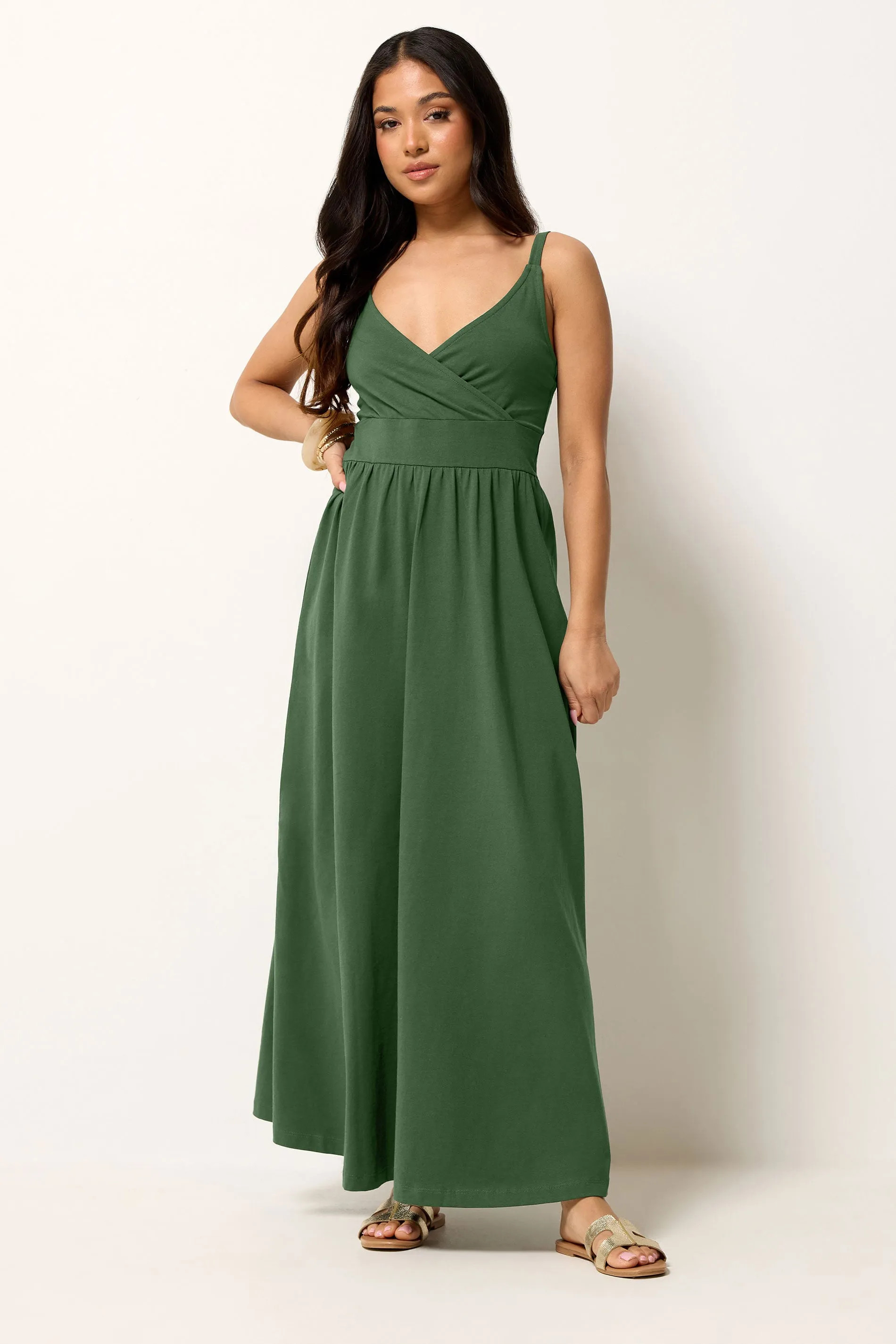 Dark Green PixieGirl Petite Cotton Maxi Dress | Debenhams | Debenhams UK