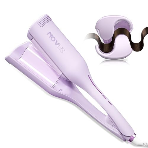 NOVUS Curling Iron Hair Crimper Waver - 1.4 Inch Anti-Scald Waves Curling Wand, Ionic Deep Waver Hair Curler Tool with Ceramic 2 Barrel for All Hair Types, Auto Shutdown Protection | Amazon (US)