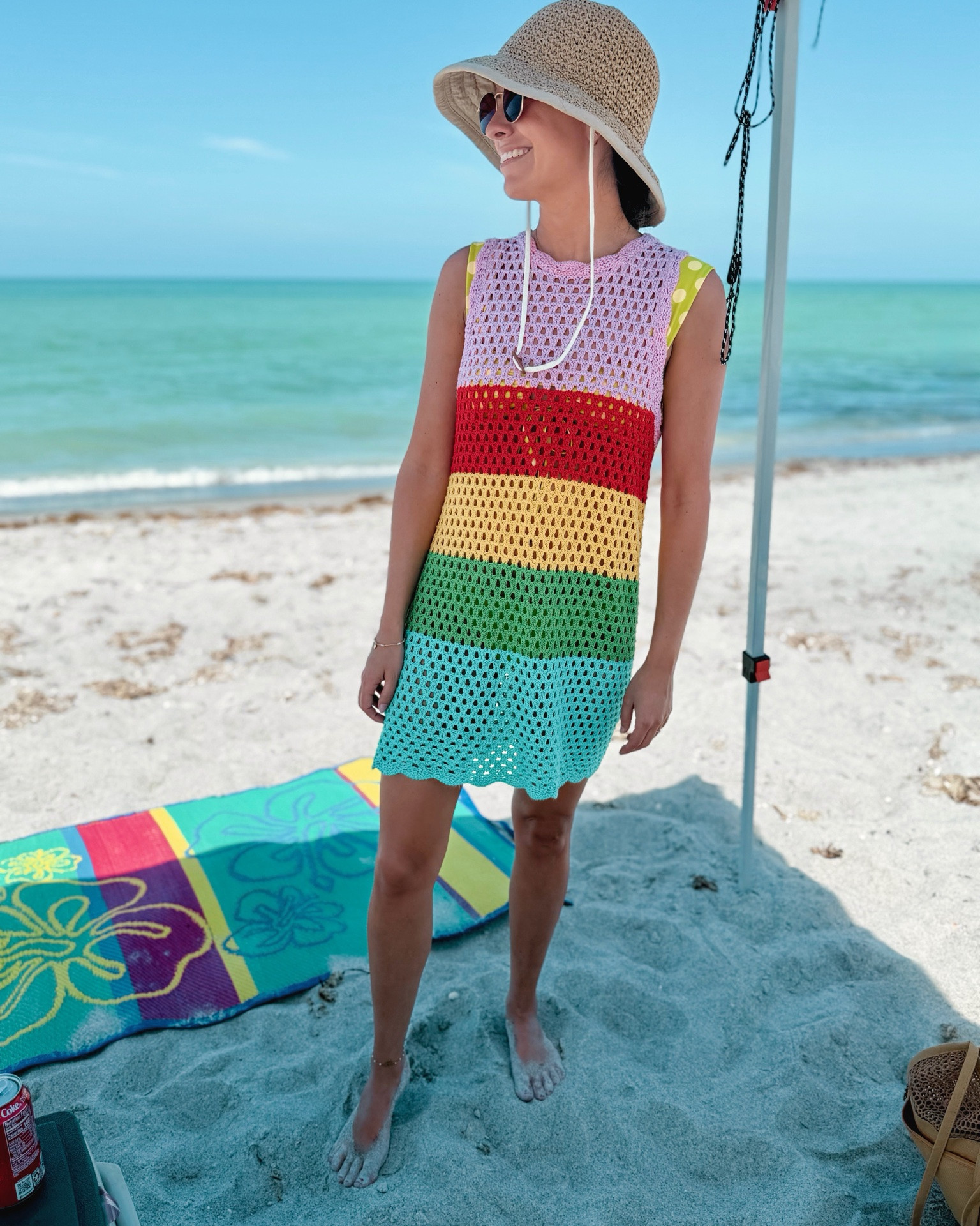xs in my swimsuit coverup (I also have it in cream!) and xs in my bikini top and my bikini bottom 🌈