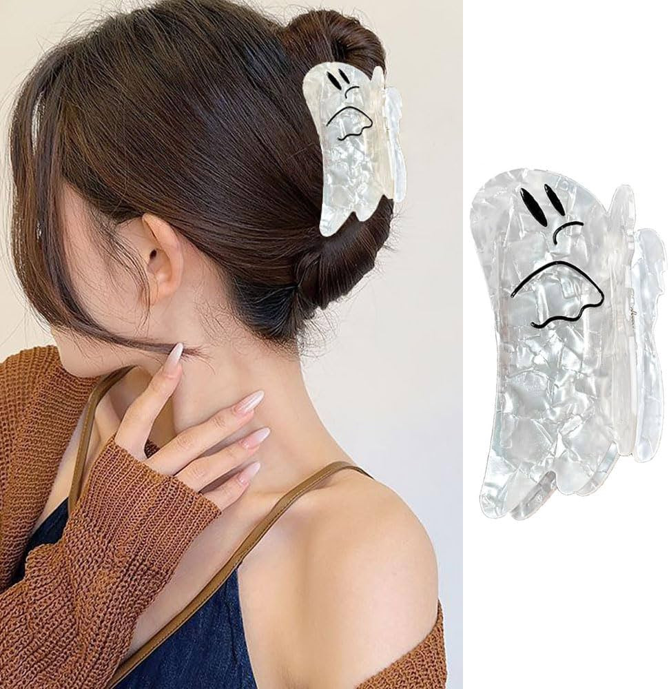 Halloween Hair Claw Clips - 1 Pack Cute White Ghost Hair Clips for Halloween Cosplay Hair Accesso... | Amazon (US)