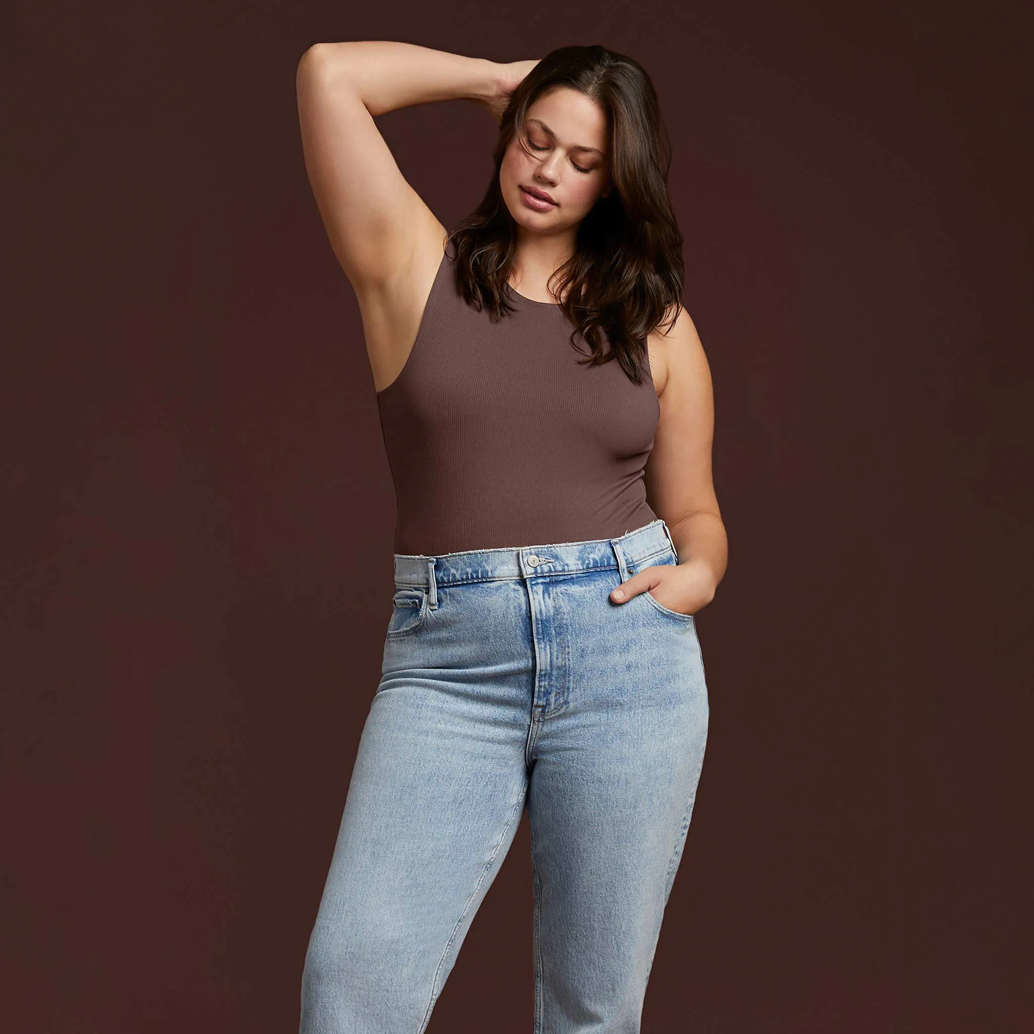 Women's Ribbed Crew Tank Bodysuit | nuuds