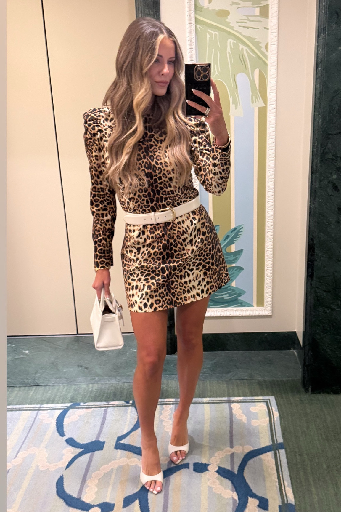 Night 2 in Palm Beach 🐆🐆🐆Love this simple leopard print shift dress! Added a white belt to cinch the waist & give it more of a shapely silhouette…then paired with white accessories! Would also be cute with black boots! Wearing a small! 

#LTKTravel #LTKStyleTip #LTKItBag