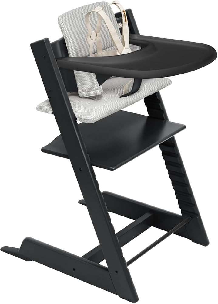 Stokke Tripp Trapp High Chair 2 (Black), Cushion 2 (Nordic Grey) + Stokke Tray (Black) - Includes... | Amazon (US)