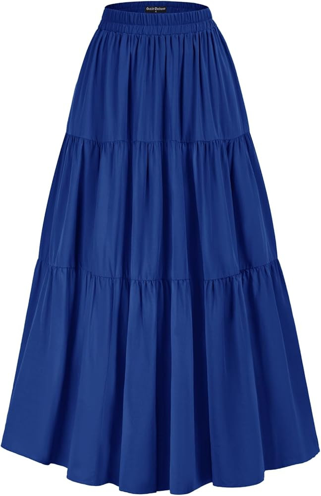Scarlet Darkness Maxi Long Skirts for Women Summer Flowy Renaissance Skirt with Pockets | Amazon (US)
