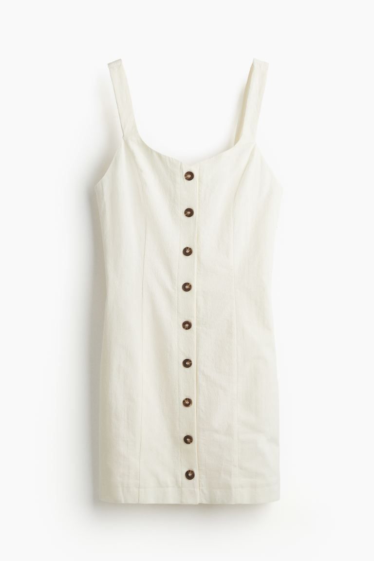 Button-front Cotton Dress - Cream - Ladies | H&M US | H&M (US + CA)