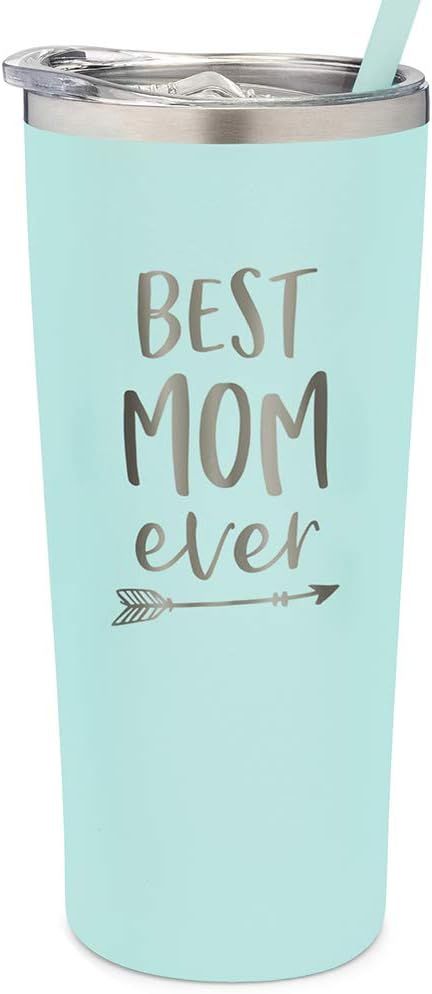 SassyCups Best Mom Ever Tumbler | 22 Ounce Engraved Mint Stainless Steel Tumbler with Lid and Str... | Amazon (US)
