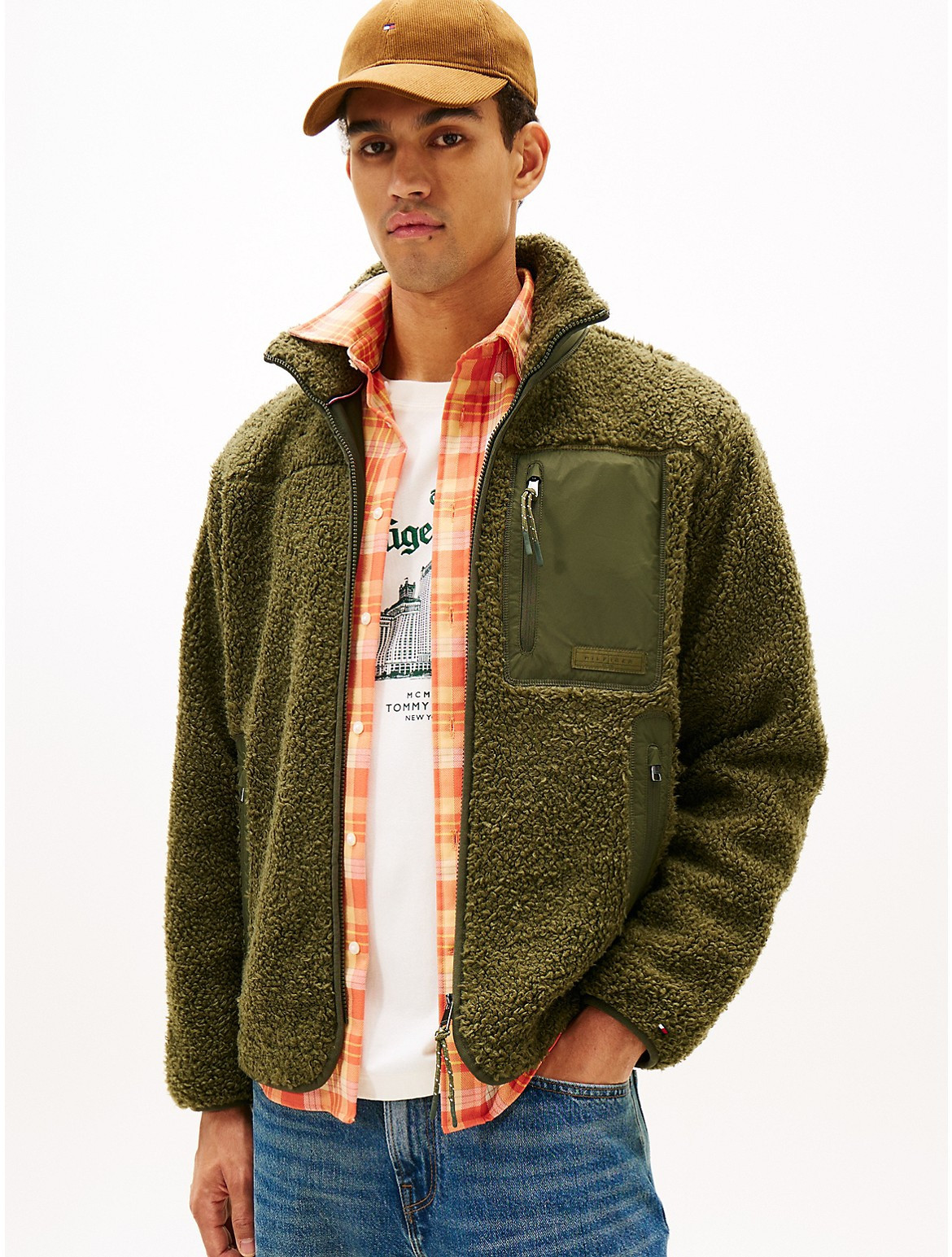 Tommy Hilfiger Men's Teddy Fleece Zip Sweatshirt - Green - M | Tommy Hilfiger (US)