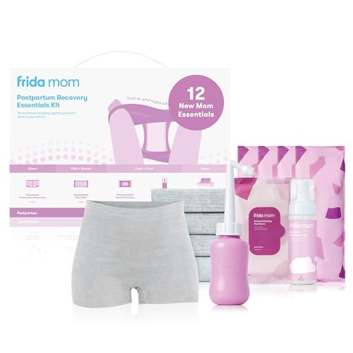 Frida Mom 11pc Postpartum Essentials Kit Gift Set, Hospital Bag Must Haves for New Mom, Includes 4 Disposable Postpartum Underwear, 4 Ice Maxi Pads, Perineal Healing Foam & 24 Pad Liners & Peri Bottle | Amazon (US)