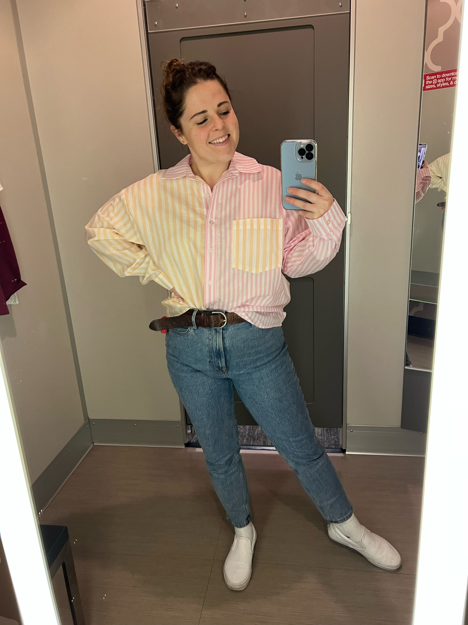 target spring. target. spring shirt. spring fashion. pink spring button down. target fashion. summer button down. straight jeans. everlane jeans. white vans. multicolored too. striped top.

#LTKSeasonal #LTKshoecrush #LTKunder50