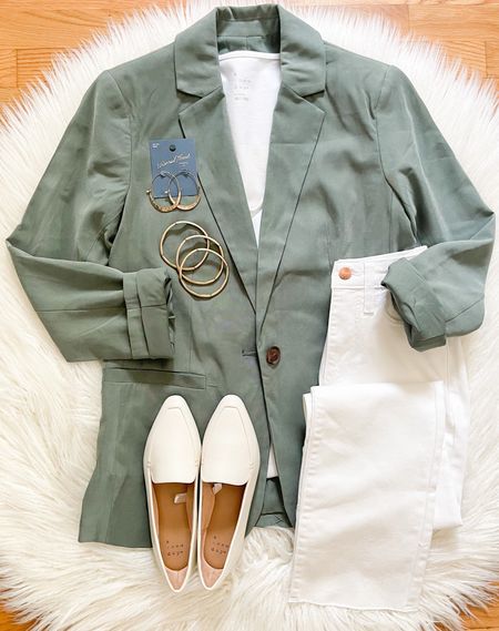 NEW Blazers just arrived at Target!  Loving this color & it can carry you into fall!  Check out my stories for more colors. Also, jeans are 30% off this week & these white jeans are on sale for $22!  Everything here is linked for you 🤍 Have a great night!