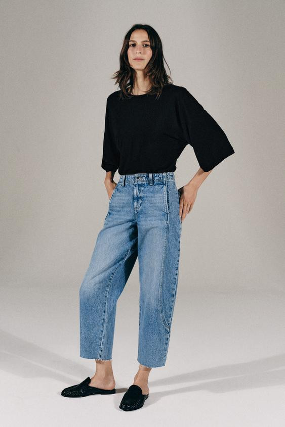 Zara - Z1975 Barrel Jeans - Mid-Blue - Eu 32 (Au 4) - Woman | Zara AU