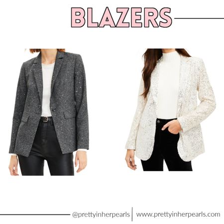 Sequin blazer, houndstooth blazer. 
50% off blazers with code OMG. 
Loft sale  

#LTKunder100 #LTKGiftGuide #LTKworkwear