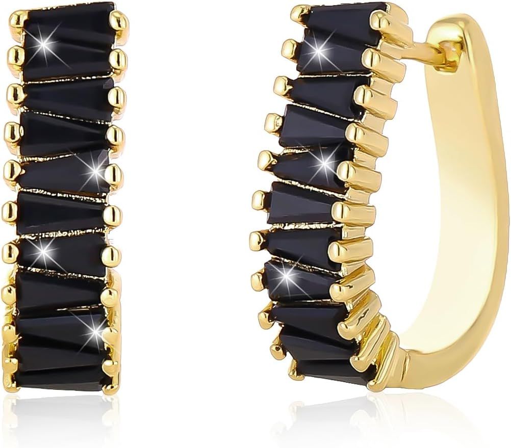 Chunky Gold Cubic Zirconia Earrings for Women Trendy,14K Gold Plated CZ Statement Drop Dangle Ear... | Amazon (US)