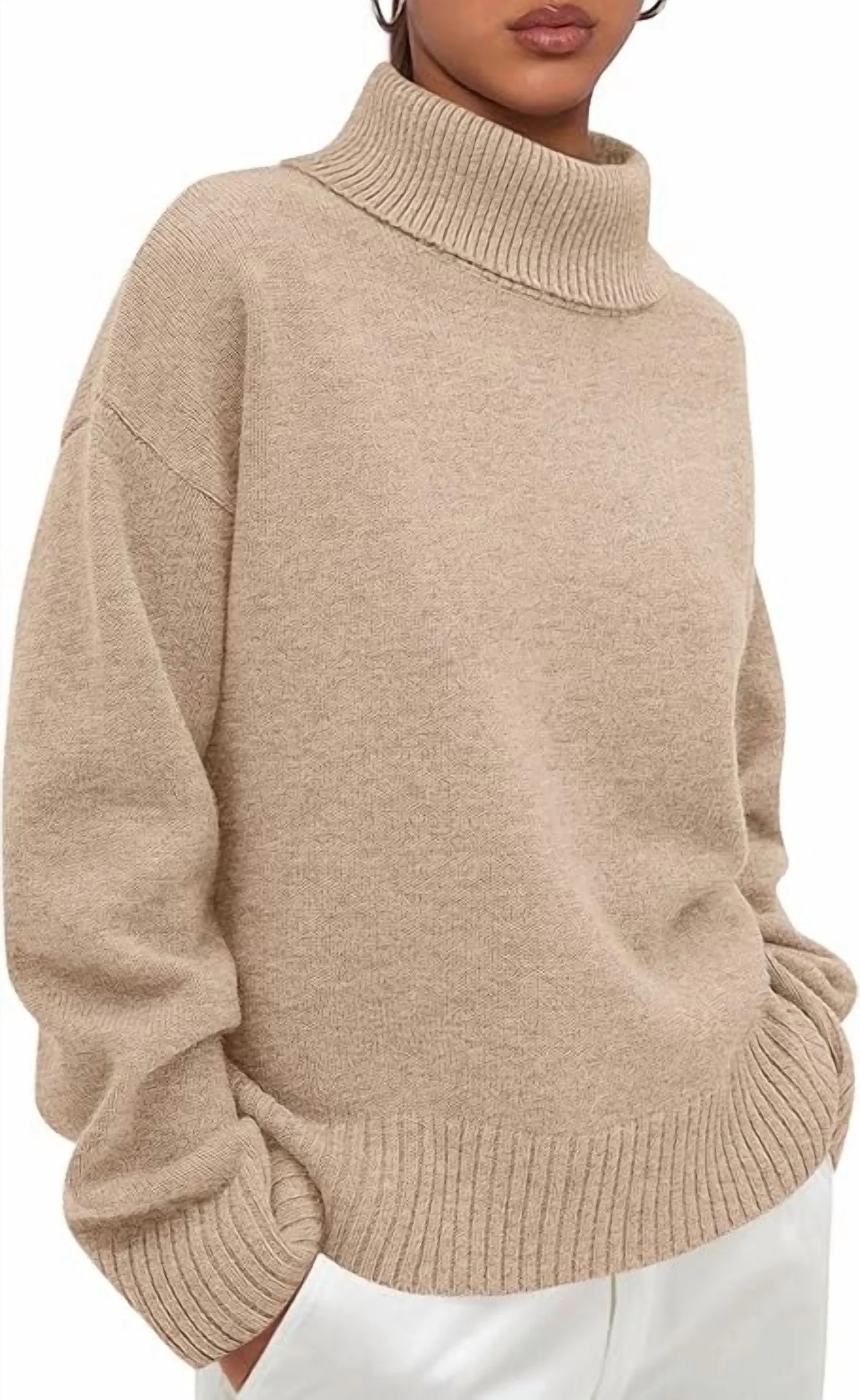 PRETTYGARDEN Womens Turtleneck Long Sleeve Sweater Fall Trendy Loose Fit Casual Tops Chunky Knit ... | Walmart (US)