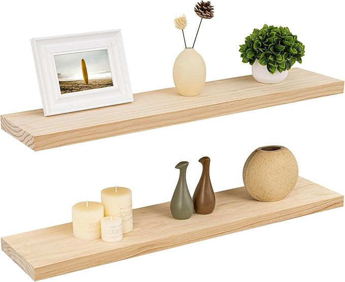 Floating Shelves 36 Inches Long - 8 Inch Deep Rustic Solid Pine Wood for Storage - Farmhouse Wall... | Amazon (CA)