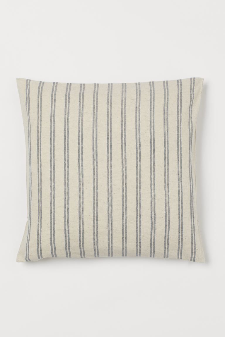 Striped cushion cover in a woven cotton blend. Concealed zipper at one side. | H&M (US + CA)