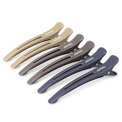 AIMIKE Hair Sectioning Clips with Silicone Band - No Crease Duck Billed Styling Clips for Salon, Cutting, and Rollers (6pcs) | Amazon (US)