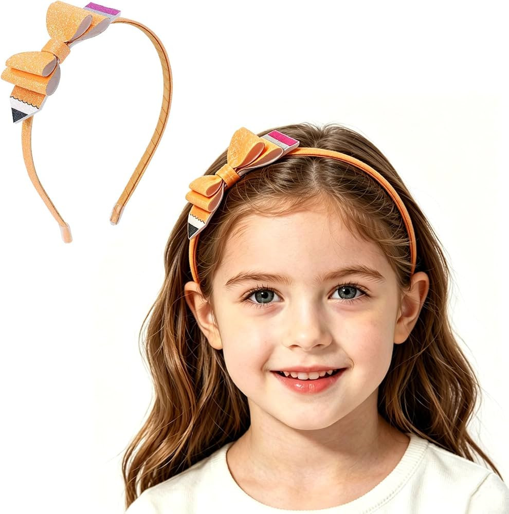 Back to School Pencil Bow Headband Girls Cute Glitter Head Piece | Amazon (US)