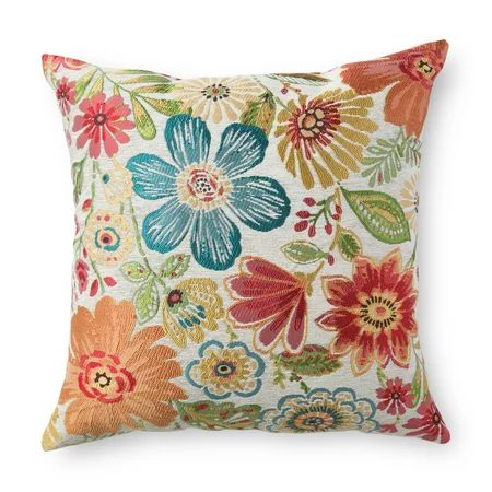 Better Homes & Gardens Garden Blossoms Decorative Throw Pillow, 20" x 20", Multicolor | Walmart (US)