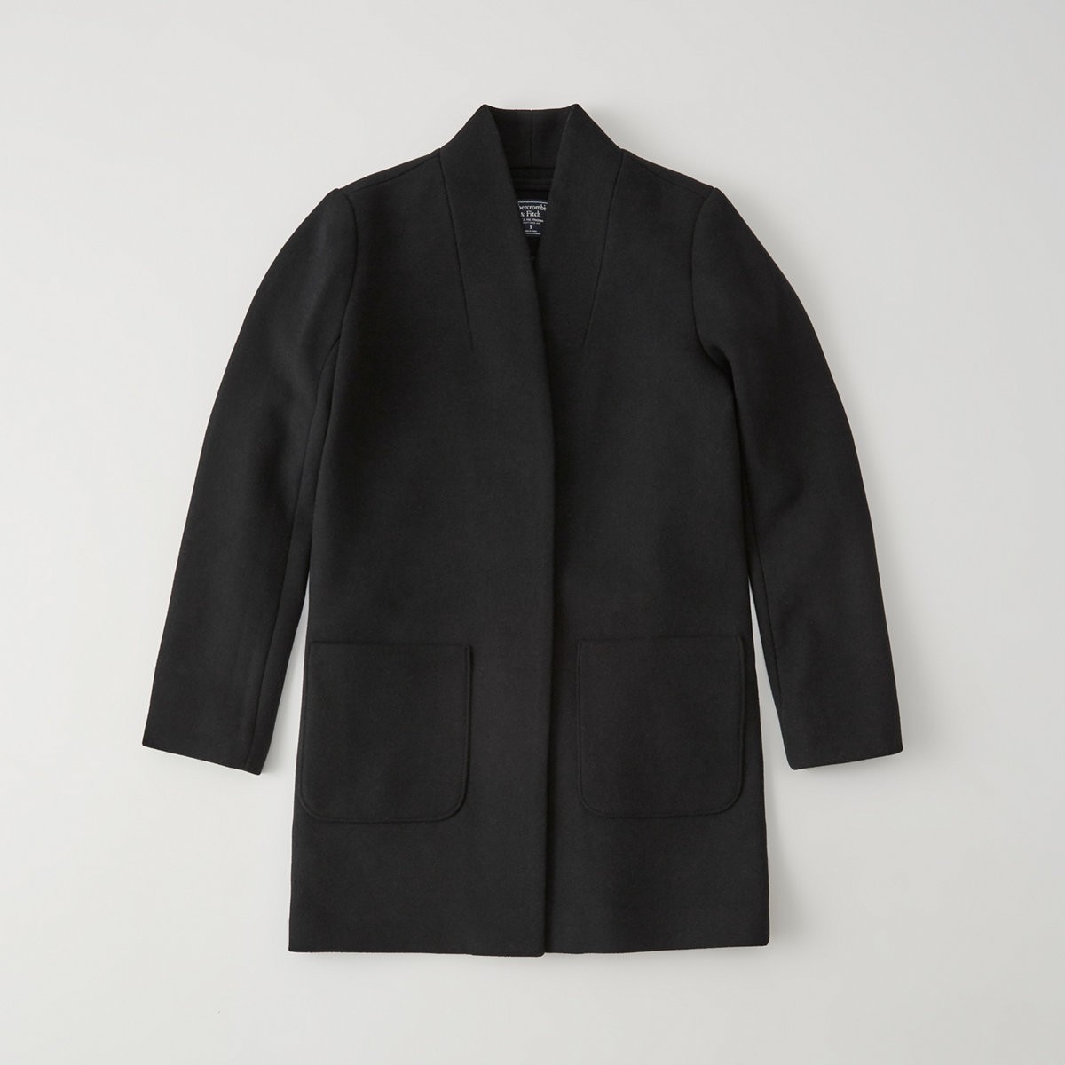 Collarless Wool-Blend Coat | Abercrombie & Fitch US & UK