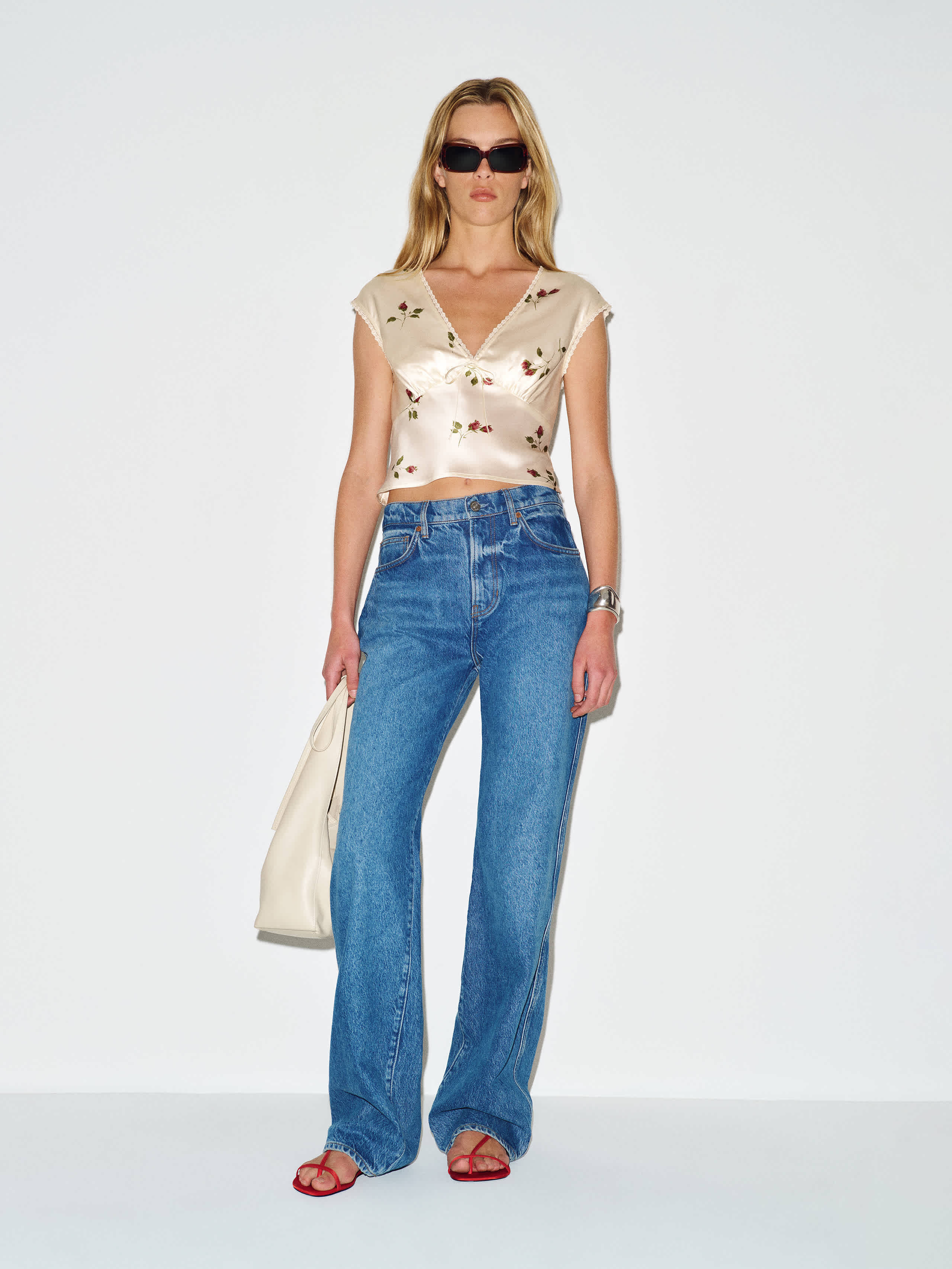 Reformation Cherry Silk Top Ivory 10 | Reformation (Global)