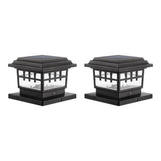 Hampton Bay 3.5 in. x 3.5 in. Bronze Outdoor Solar Post Cap with a 5.5 in. x 5.5 in. Adaptor (2-P... | The Home Depot
