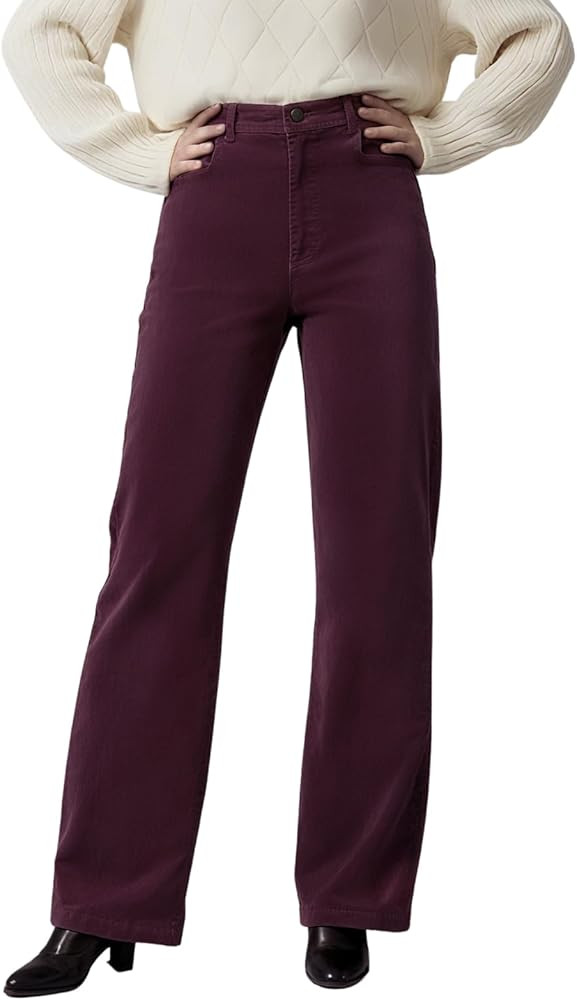 OctMoon Women's Corduroy Pants Straight Leg Casual Trousers 97% Cotton Stretch Pantalones de Pana... | Amazon (US)