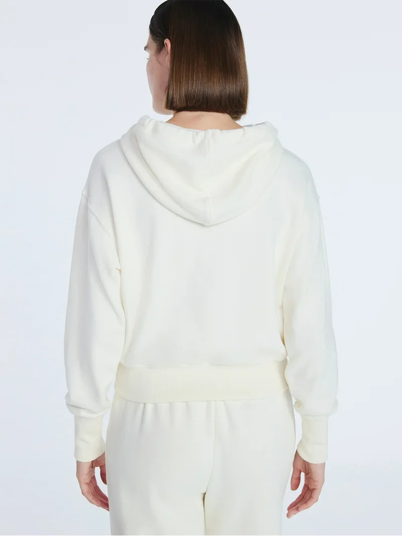 Free Assembly Women\u2019s and Women\u2019s Plus Cropped Embroidered Pullover Hoodie Sweatshirt, ... | Walmart (US)