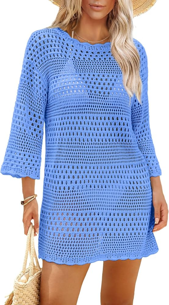 SAMPEEL Swimsuit Coverup for Women Beach Vacation Clothes Bathing Suit Cover Up Crochet Dresses S... | Amazon (US)