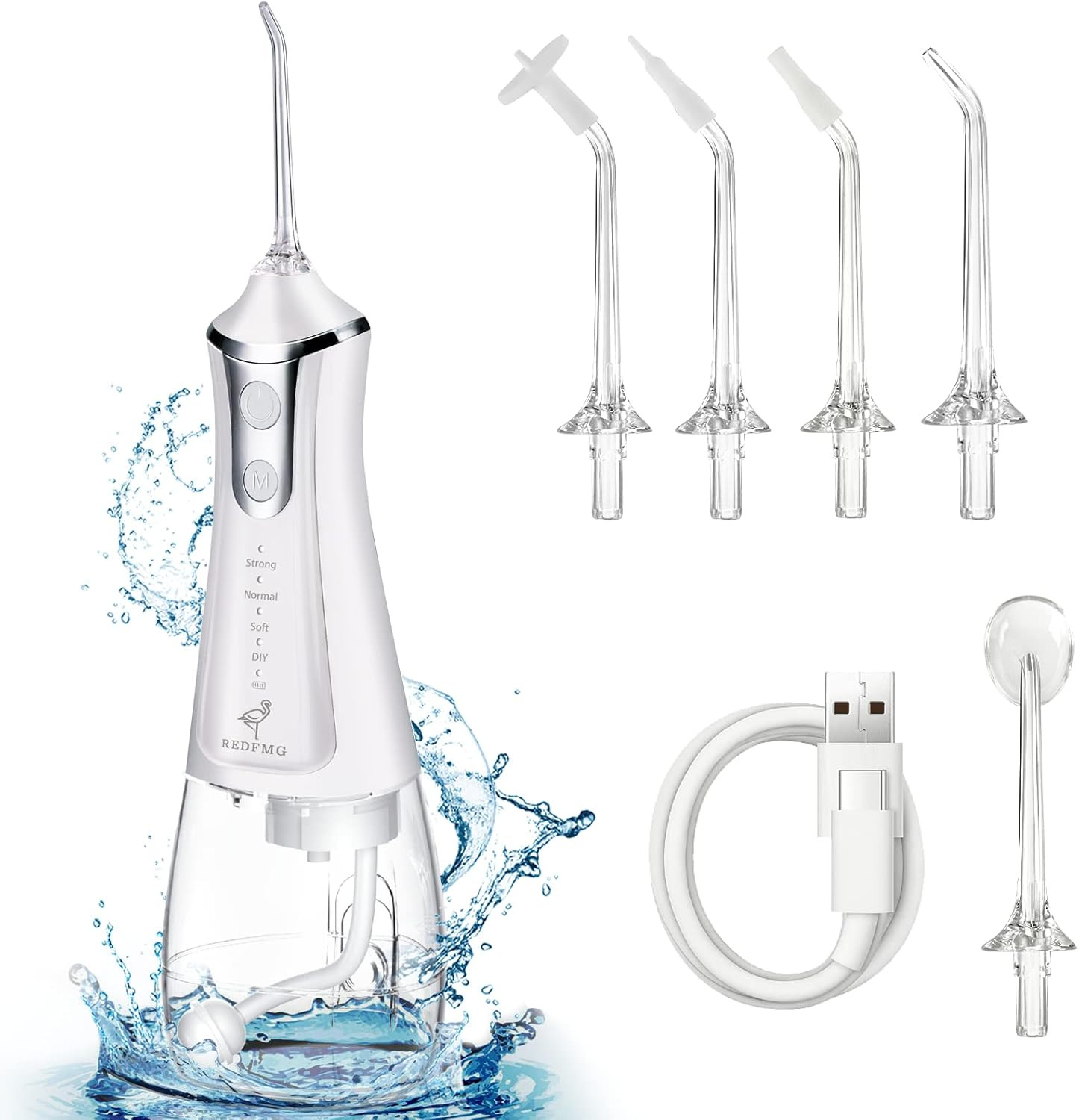 REDFMG Water Flosser for Teeth Cleaning, Cordless Flosser with Adjustable Level Pressure, 300ML D... | Amazon (US)