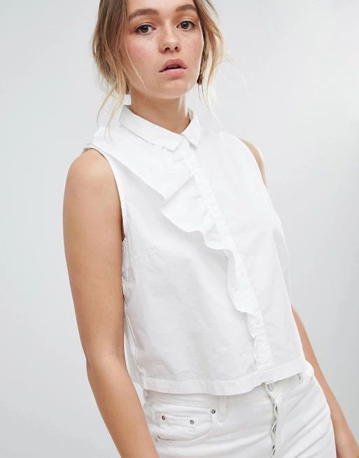 Only Ruffle Front Sleeveless Blouse | ASOS US