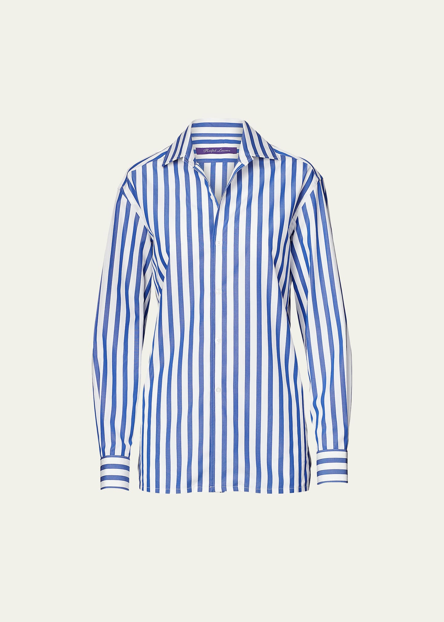 Ralph Lauren Collection Capri Striped Cotton Blouse, White | Bergdorf Goodman