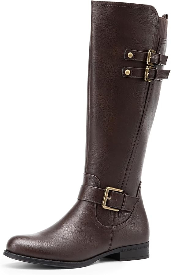 DREAM PAIRS Women's Knee High Riding Pirate Boots, Comfortable Low Chunky Heel Flat Motorcycle Bu... | Amazon (US)
