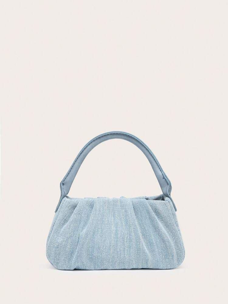 Denim Ruched Bag Top Handle Fashion Blue Denim Bag
       
              
              $12.60   ... | SHEIN
