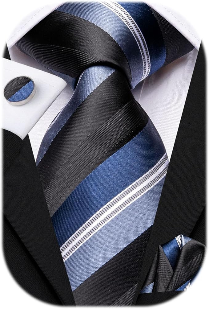 Hi-Tie Men's Tie Sets Silk Formal Necktie with Pocket Square Cufflinks Wedding Business | Amazon (US)